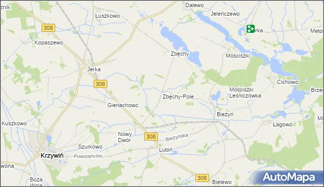 mapa Zbęchy-Pole, Zbęchy-Pole na mapie Targeo