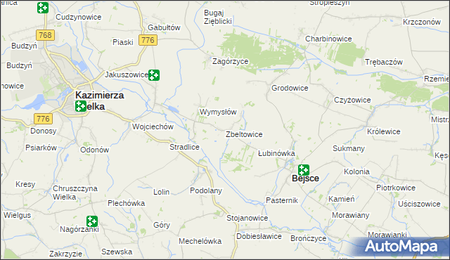 mapa Zbeltowice, Zbeltowice na mapie Targeo