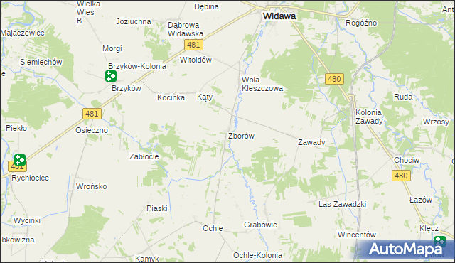 mapa Zborów gmina Widawa, Zborów gmina Widawa na mapie Targeo