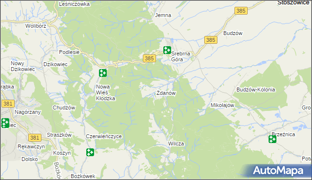 mapa Żdanów gmina Stoszowice, Żdanów gmina Stoszowice na mapie Targeo