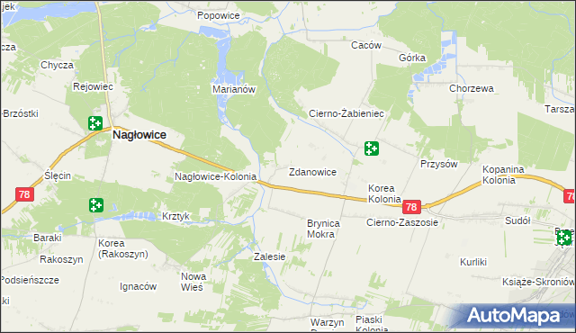 mapa Zdanowice, Zdanowice na mapie Targeo