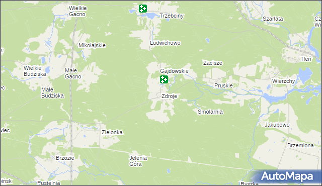 mapa Zdroje gmina Cekcyn, Zdroje gmina Cekcyn na mapie Targeo