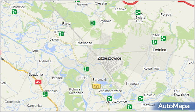 mapa Zdzieszowice, Zdzieszowice na mapie Targeo