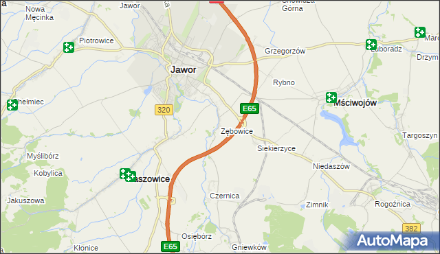 mapa Zębowice gmina Paszowice, Zębowice gmina Paszowice na mapie Targeo