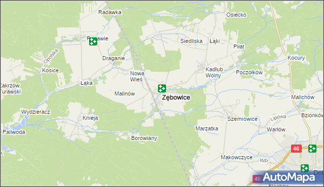 mapa Zębowice powiat oleski, Zębowice powiat oleski na mapie Targeo