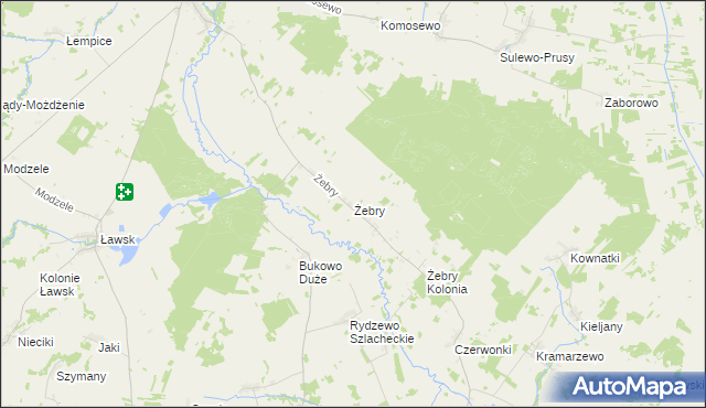 mapa Żebry gmina Wąsosz, Żebry gmina Wąsosz na mapie Targeo