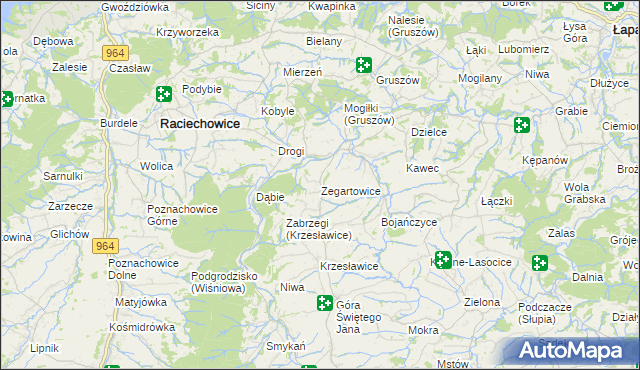 mapa Zegartowice gmina Raciechowice, Zegartowice gmina Raciechowice na mapie Targeo