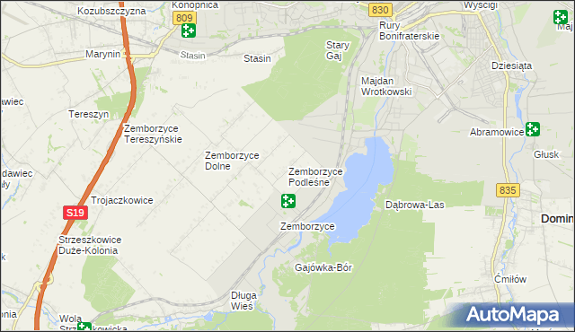 mapa Zemborzyce Podleśne, Zemborzyce Podleśne na mapie Targeo