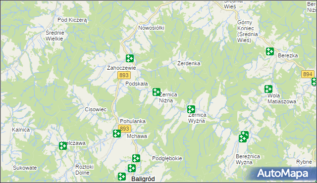 mapa Żernica Niżna, Żernica Niżna na mapie Targeo