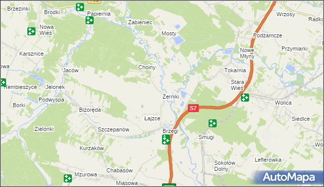 mapa Żerniki gmina Sobków, Żerniki gmina Sobków na mapie Targeo