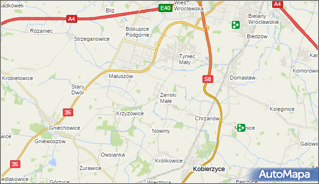 mapa Żerniki Małe, Żerniki Małe na mapie Targeo