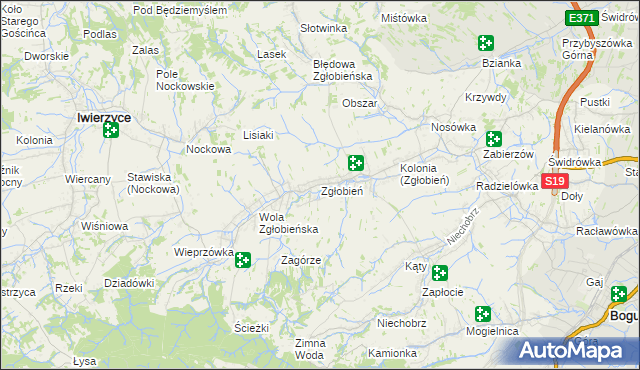 mapa Zgłobień, Zgłobień na mapie Targeo