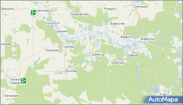 mapa Zielenica gmina Malechowo, Zielenica gmina Malechowo na mapie Targeo