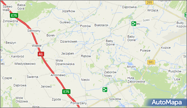 mapa Zieleniec gmina Gostynin, Zieleniec gmina Gostynin na mapie Targeo