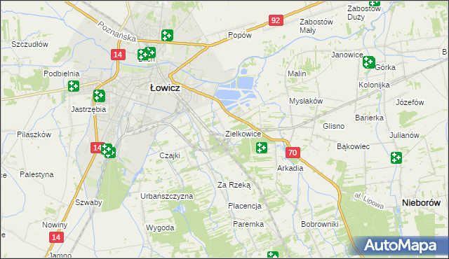 mapa Zielkowice, Zielkowice na mapie Targeo