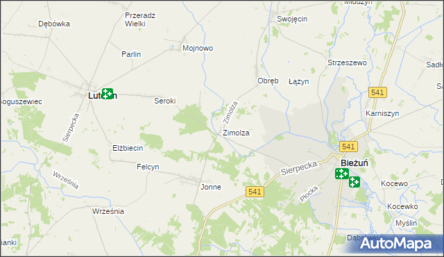 mapa Zimolza, Zimolza na mapie Targeo