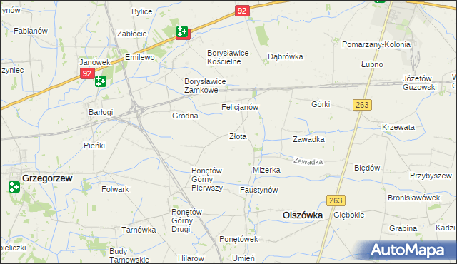 mapa Złota gmina Olszówka, Złota gmina Olszówka na mapie Targeo