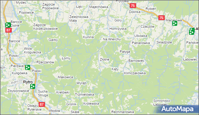 mapa Złotne, Złotne na mapie Targeo