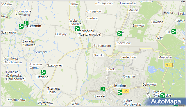 mapa Złotniki gmina Mielec, Złotniki gmina Mielec na mapie Targeo