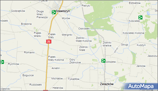 mapa Złotniki Małe, Złotniki Małe na mapie Targeo