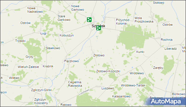 mapa Złotowo gmina Szreńsk, Złotowo gmina Szreńsk na mapie Targeo