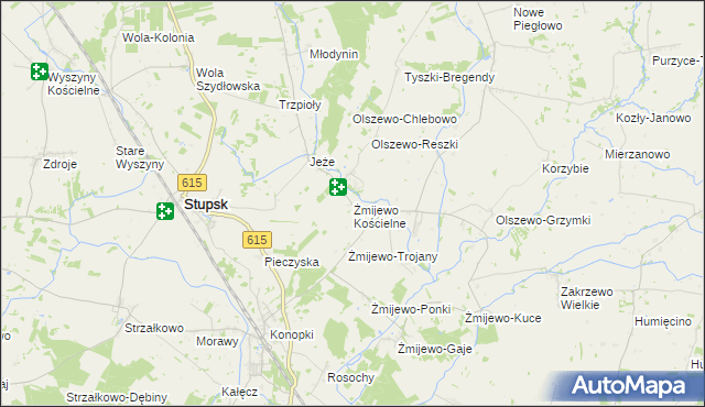 mapa Żmijewo Kościelne, Żmijewo Kościelne na mapie Targeo