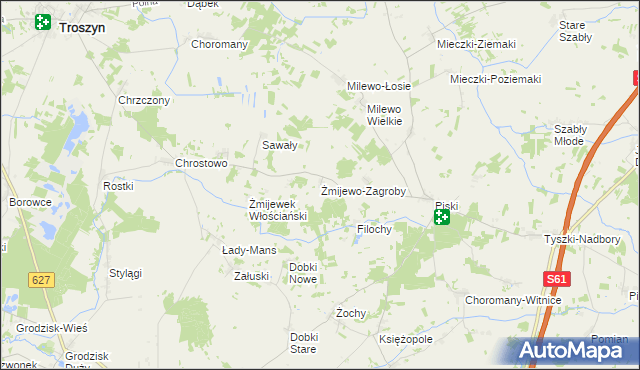 mapa Żmijewo-Zagroby, Żmijewo-Zagroby na mapie Targeo