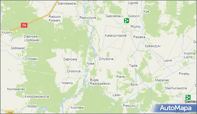 mapa Zmyślona gmina Siemkowice, Zmyślona gmina Siemkowice na mapie Targeo