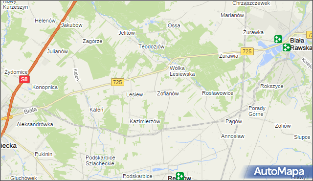 mapa Zofianów, Zofianów na mapie Targeo