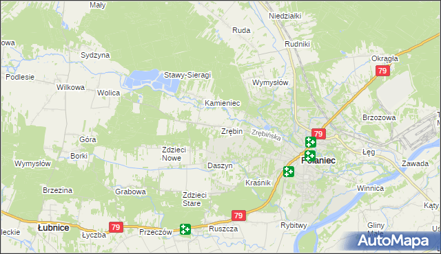 mapa Zrębin, Zrębin na mapie Targeo