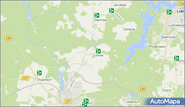 mapa Żubrów, Żubrów na mapie Targeo