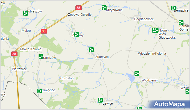 mapa Zubrzyce, Zubrzyce na mapie Targeo