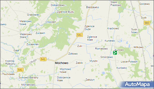 mapa Żuki gmina Mochowo, Żuki gmina Mochowo na mapie Targeo