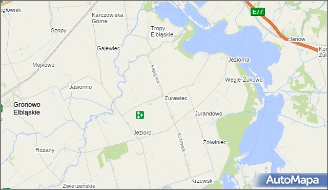 mapa Żurawiec gmina Markusy, Żurawiec gmina Markusy na mapie Targeo