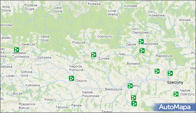 mapa Żurowa, Żurowa na mapie Targeo