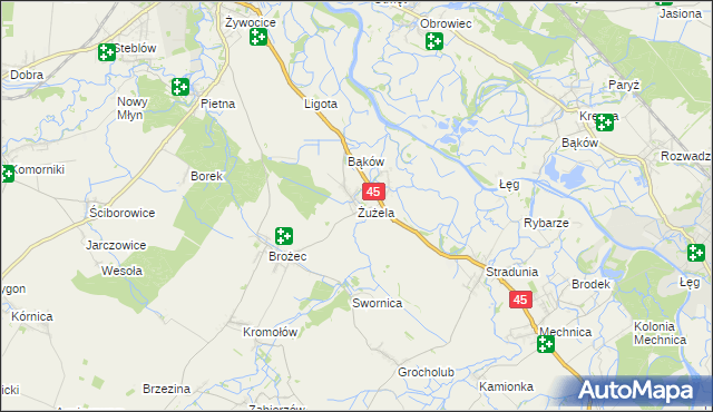 mapa Żużela, Żużela na mapie Targeo