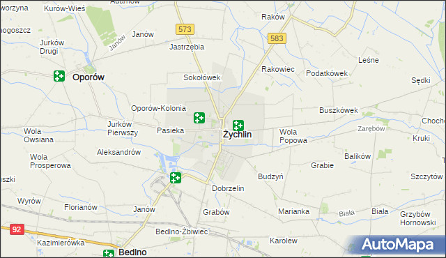 mapa Żychlin powiat kutnowski, Żychlin powiat kutnowski na mapie Targeo