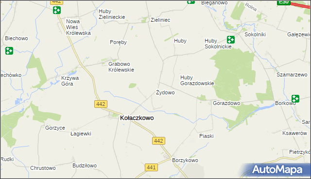 mapa Żydowo gmina Kołaczkowo, Żydowo gmina Kołaczkowo na mapie Targeo