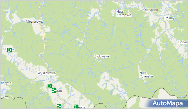 mapa Żydowskie gmina Krempna, Żydowskie gmina Krempna na mapie Targeo