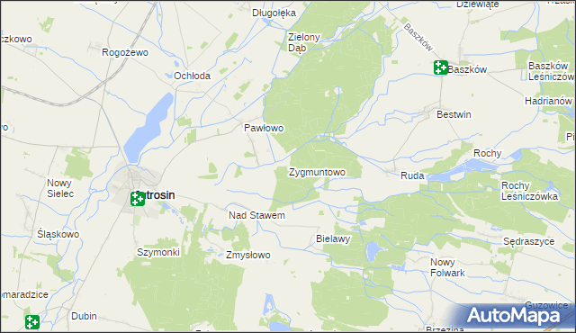 mapa Zygmuntowo gmina Jutrosin, Zygmuntowo gmina Jutrosin na mapie Targeo