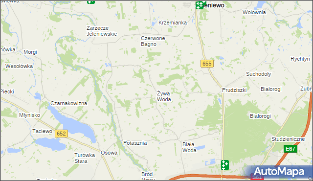 mapa Żywa Woda, Żywa Woda na mapie Targeo