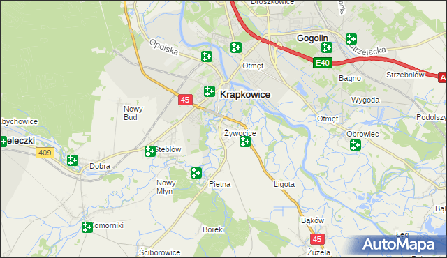 mapa Żywocice, Żywocice na mapie Targeo