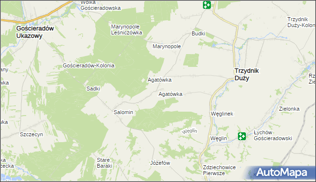 mapa Agatówka gmina Trzydnik Duży, Agatówka gmina Trzydnik Duży na mapie Targeo