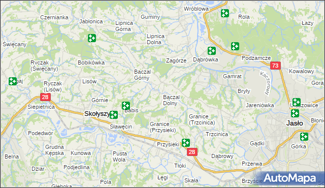 mapa Bączal Dolny, Bączal Dolny na mapie Targeo