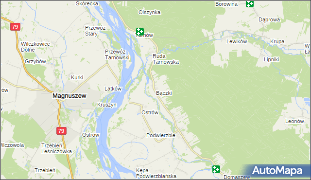 mapa Bączki gmina Maciejowice, Bączki gmina Maciejowice na mapie Targeo