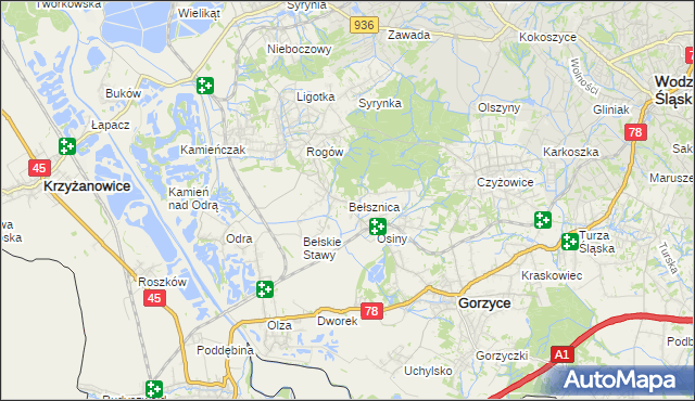 mapa Bełsznica, Bełsznica na mapie Targeo