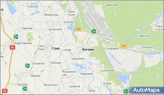 mapa Bierawa, Bierawa na mapie Targeo