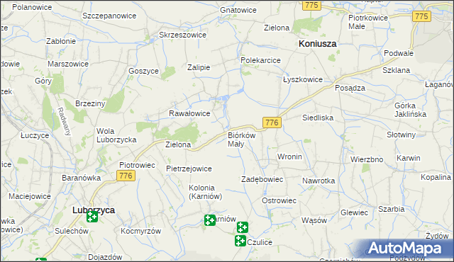 mapa Biórków Mały, Biórków Mały na mapie Targeo