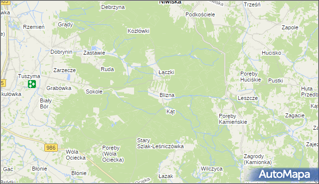 mapa Blizna gmina Ostrów, Blizna gmina Ostrów na mapie Targeo