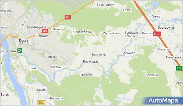 mapa Bobrowniki gmina Ryki, Bobrowniki gmina Ryki na mapie Targeo